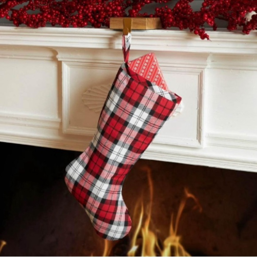 Red Tartan Plaid Christmas Stocking, 20", by Holiday Time